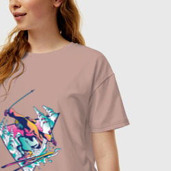 Женская футболка хлопок Oversize Горные Лыжи - Горнолыжник - фото 2