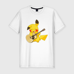 Мужская футболка хлопок Slim Пикачу с гитарой