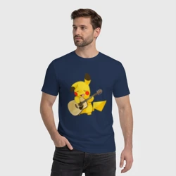 Мужская футболка хлопок Пикачу с гитарой - фото 2