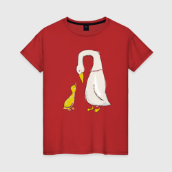 Утка и утенок – Женская футболка хлопок с принтом купить со скидкой в -20%