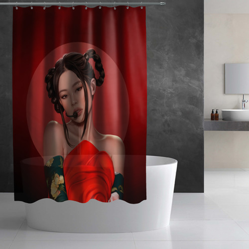 Штора 3D для ванной Дженни Blackpink - фото 2