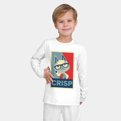 Детская пижама с лонгсливом хлопок с принтом Crisp, фото на моделе #1