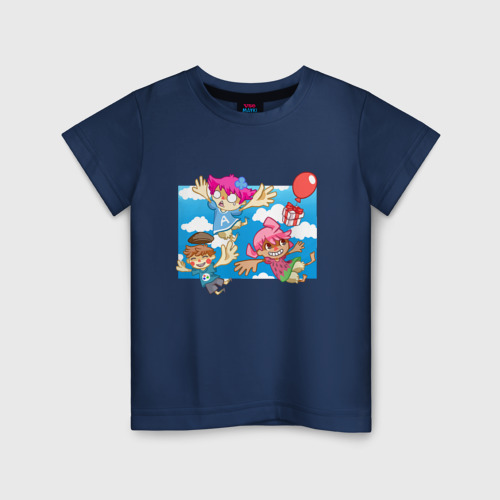 Детская футболка хлопок Flying friends, цвет темно-синий