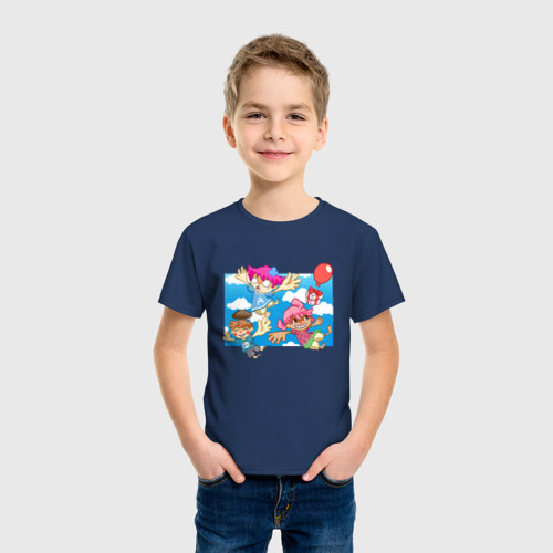 Детская футболка хлопок Flying friends, цвет темно-синий - фото 3