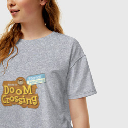 Женская футболка хлопок Oversize Doom crossing арт - фото 2