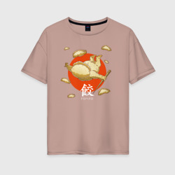 Женская футболка хлопок Oversize Jiaozi