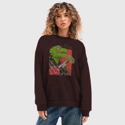 Женский свитшот oversize без начеса хлопок Caiman and Jiaozi - фото 2