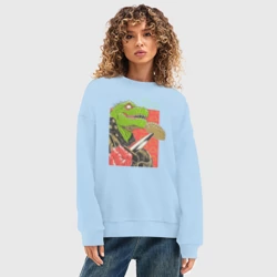 Женский свитшот oversize без начеса хлопок Caiman and Jiaozi - фото 2