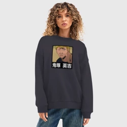 Женский свитшот oversize без начеса хлопок Onizuka face - фото 2