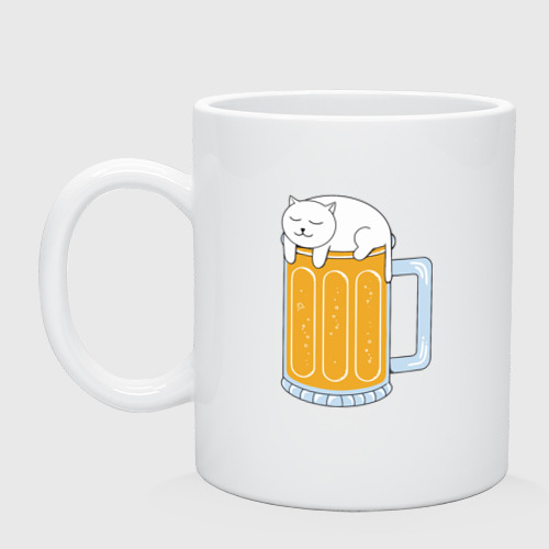 Кружка керамическая Beer Cat, цвет белый