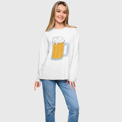 Женский лонгслив oversize хлопок Beer Cat - фото 2