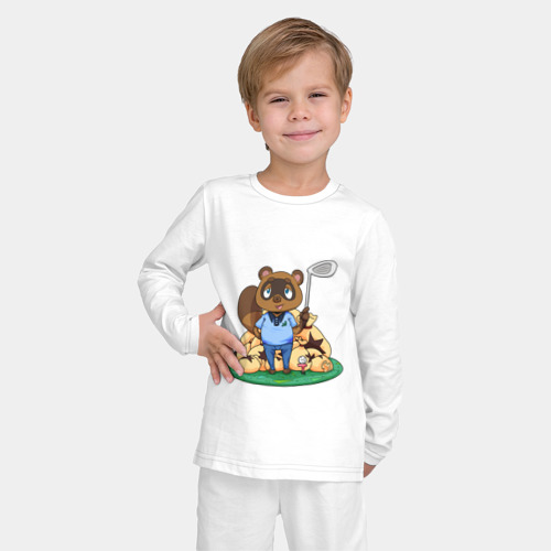 Детская пижама с лонгсливом хлопок с принтом Golf Crossing, фото на моделе #1