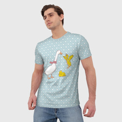 Мужская футболка 3D Утка и   утята - фото 2