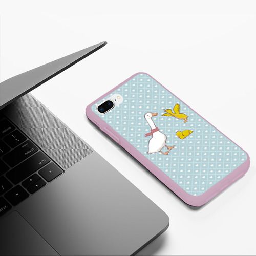 Чехол для iPhone 7Plus/8 Plus матовый Утка и   утята, цвет розовый - фото 5
