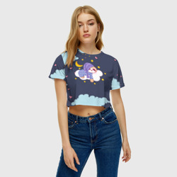 Женская футболка Crop-top 3D Сонный ленивец - фото 2