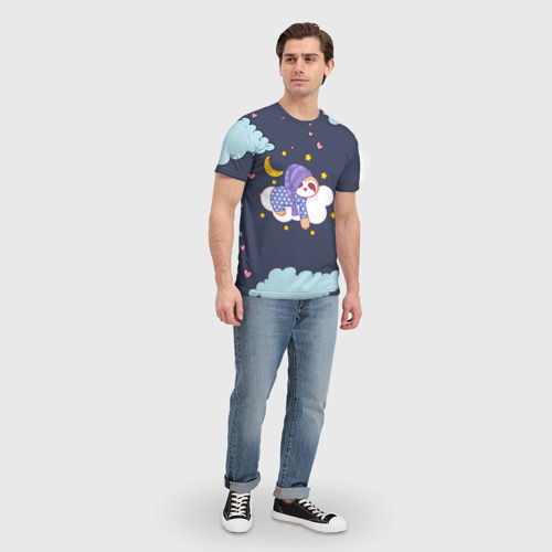 Мужская футболка 3D Сонный ленивец, цвет 3D печать - фото 5