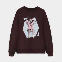 Мужской свитшот oversize без начеса хлопок Собака Фурри скейтбордист Furry