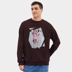 Мужской свитшот oversize без начеса хлопок Собака Фурри скейтбордист Furry - фото 2