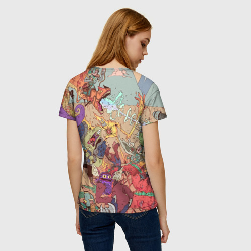 Женская футболка 3D с принтом MONSTER WAR | СЮРРЕАЛИЗМ, вид сзади #2