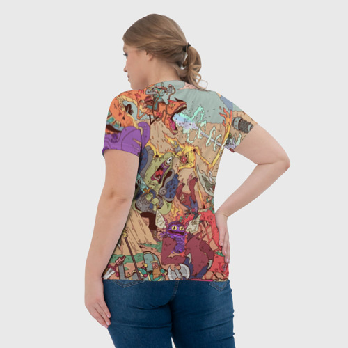 Женская футболка 3D с принтом MONSTER WAR | СЮРРЕАЛИЗМ, вид сзади #2