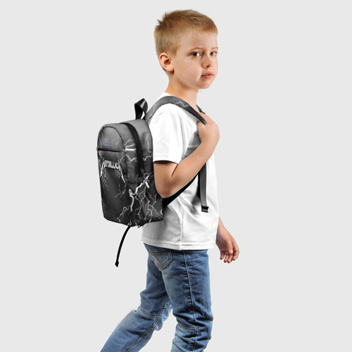 Детский рюкзак 3D с принтом METALLICA РАЗРЯД МОЛНИИ, вид сзади #1