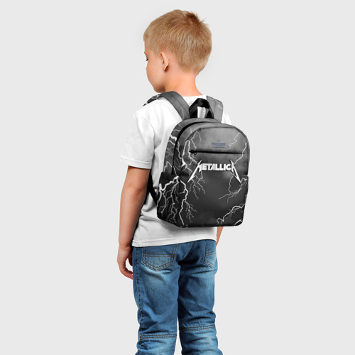 Детский рюкзак 3D с принтом METALLICA РАЗРЯД МОЛНИИ, фото на моделе #1