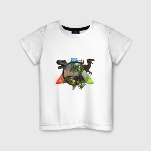 Детская футболка из хлопка с принтом ARK Survive, вид спереди №1