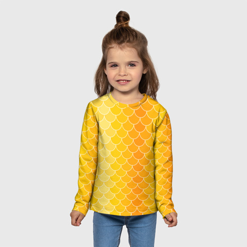 Детский лонгслив 3D Желтая чешуя, цвет 3D печать - фото 5