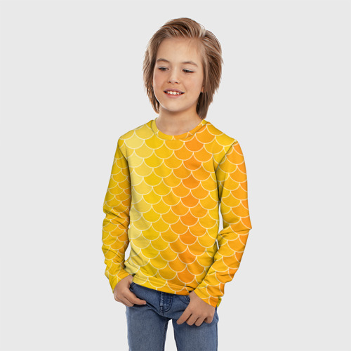 Детский лонгслив 3D Желтая чешуя, цвет 3D печать - фото 3
