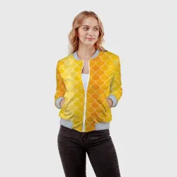 Женский бомбер 3D Желтая чешуя - фото 2