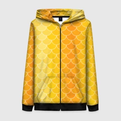 Женская толстовка 3D на молнии Желтая чешуя