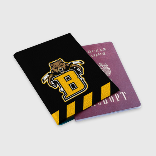 Обложка для паспорта матовая кожа Boston Bruins, цвет голубой - фото 3