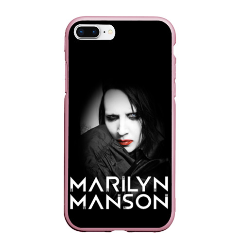 Чехол для iPhone 7Plus/8 Plus матовый Marilyn Manson, цвет розовый