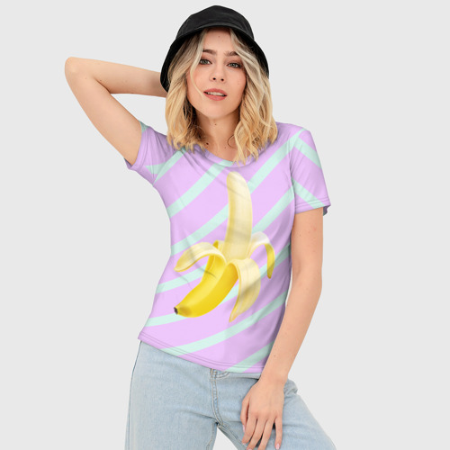 Женская футболка 3D Slim Банан графический фон, цвет 3D печать - фото 3
