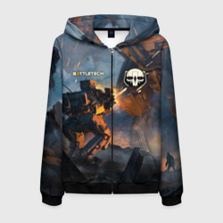 Мужская толстовка 3D на молнии Battletech warrior