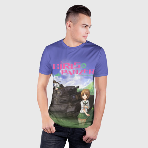 Мужская футболка 3D Slim Девушки и танки Girls und Panzer, цвет 3D печать - фото 3