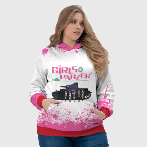 Женская толстовка 3D с принтом Девушки и танки | Pink (Z), фото #4