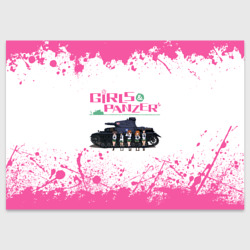 Поздравительная открытка Девушки и танки Pink