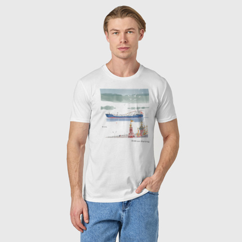 Мужская футболка хлопок Волга, цвет белый - фото 3