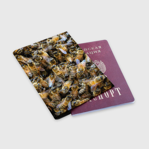 Обложка для паспорта матовая кожа Пчёлы, цвет черный - фото 3