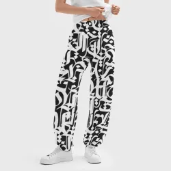 Женские джоггеры оверсайз 3D Каллиграфия calligraphy - фото 2