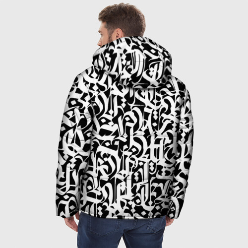 Мужская зимняя куртка 3D Каллиграфия calligraphy, цвет светло-серый - фото 4