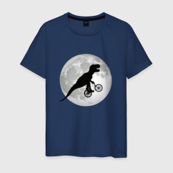 Динозавр летит на фоне луны – Мужская футболка хлопок с принтом купить со скидкой в -20%
