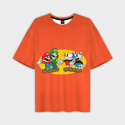 Мужская футболка oversize 3D Cuphead x Mario