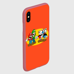 Чехол для iPhone XS Max матовый Cuphead x Mario - фото 2