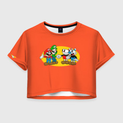 Женская футболка Crop-top 3D Cuphead x Mario