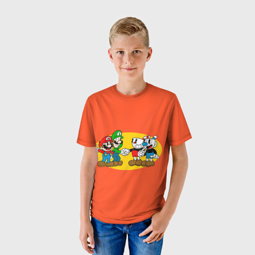 Детская футболка 3D Cuphead x Mario, цвет 3D печать - фото 3