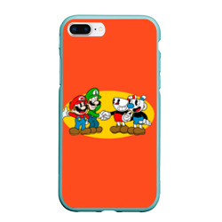 Чехол для iPhone 7Plus/8 Plus матовый Cuphead x Mario