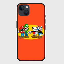 Чехол для iPhone 14 Plus Cuphead x Mario