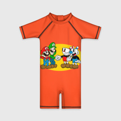 Детский купальный костюм 3D Cuphead x Mario